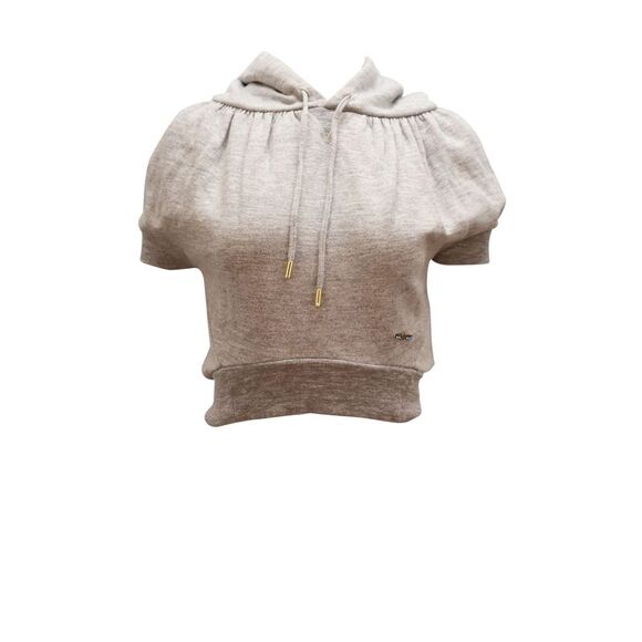 Dsquared² Top Cropped Hoodie Top with Embellishment in Grey Cotton